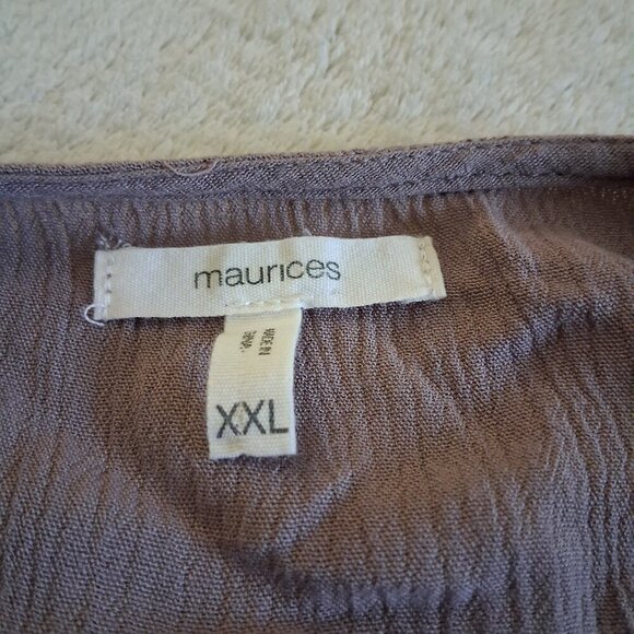 Maurices Women's Size XXL Mauve V Neck Ruched Front Ruffle Short Sleeve Blouse - Picture 4 of 11
